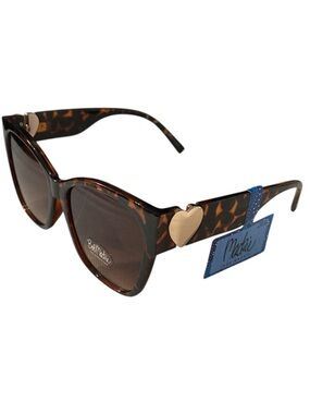 Bob Makie Tortoiseshell Cat-Eye Sunglasses with Gold Heart Accent